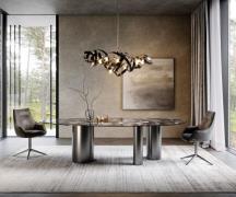 Esstisch Edge Oval 280x130 Keramik Iris FMG Agatablack Troa Edelstahl ...