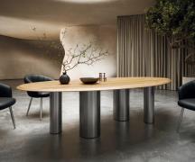 Esstisch Edge Oval 280x130x2,5 Eiche Natur Pilier Edelstahl gebürstet ...