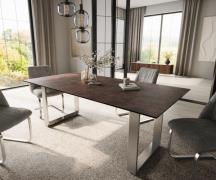 Esstisch Edge 200x100 Glas Antique-braun Edelstahl Schmal