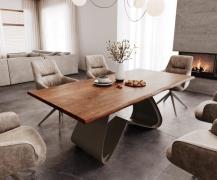 Esstisch Edge 200x100 Akazie Braun W-Gestell Metall Effektfinish Titan...