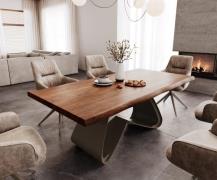 Esstisch Edge 200x100 XL Akazie Braun W-Gestell Metall Effektfinish Ti...