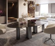 Esstisch Edge Oval 280x130 Keramik Laminam®Emperador Extra Lucidato Du...