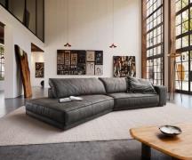 Big-Sofa Snoosh 400x150 cm Mikrofaser Schwarz Vintage Recamiere links