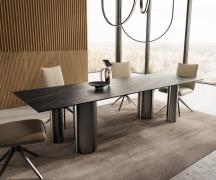 Esstisch Edge 300x100 Keramik Laminam®Noir Desir Braun Pilier Edelstah...