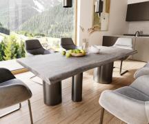 Esstisch Edge 220x100 XL Akazie Platin Troa Edelstahl Graphit Live-Edg...