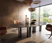 Esstisch Edge Oval 315x150 Keramik Laminam®Emperador Extra Lucidato Du...