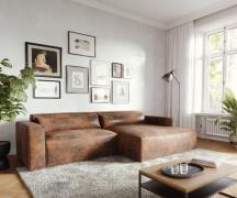 Eckcouch Brom 270x150 cm Lederimitat  Braun Recamiere rechts