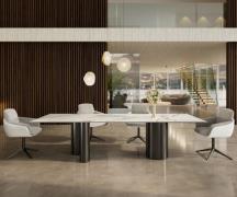 Esstisch Edge 300x100 Keramik Calacatta Luxe Weiß-Gold-Grau Troa Edels...