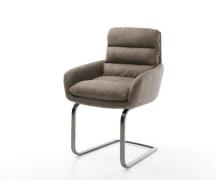 Freischwinger Abelia-Flex mit Armlehnen Mikrofaser Taupe Vintage Freis...