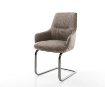 Freischwinger Zelia-Flex mit Armlehnen Mikrofaser Taupe Vintage Freisc...