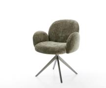 Drehstuhl Nube-Flex mit Armlehnen Chenille Olive Kreuzgestell breit Gr...