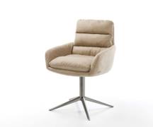 Drehstuhl Abelia-Flex mit Armlehnen Mikrofaser Beige Vintage Fußkreuz ...
