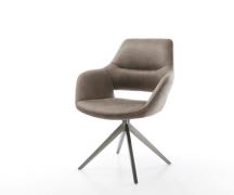 Drehstuhl Yago-Flex mit Armlehnen Mikrofaser Taupe Vintage Kreuzgestel...
