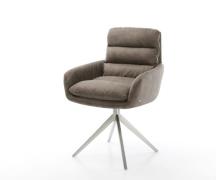 Drehstuhl Abelia-Flex mit Armlehnen Mikrofaser Taupe Vintage Kreuzgest...