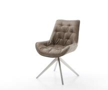 Drehstuhl Taimi-Flex Mikrofaser Taupe Vintage Kreuzgestell breit Edels...