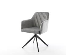 Drehstuhl Greg-Flex Samt Grau Kreuzgestell breit Schwarz 360° drehbar ...