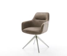 Drehstuhl Pejo-Flex Mikrofaser Taupe Vintage Kreuzgestell breit Edelst...