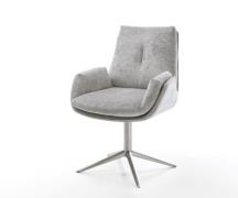 Drehstuhl Clea-Flex Chenille Silbergrau Fußkreuz Edelstahl 360° drehba...