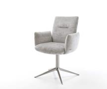 Drehstuhl Jova-Flex mit Armlehnen Chenille Silbergrau Fußkreuz Edelsta...