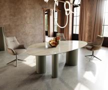 Esstisch Edge Oval 220x120 Keramik Iris FMG Onice Oro Troa Metall Effe...