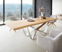 Esstisch Edge 260x100 Eiche Natur Spider Flachstahl Edelstahl Live-Edg...
