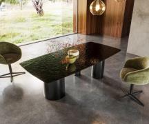 Esstisch Edge Boot 200x100 Reliefglas Rauchschwarz 3D-Design Troa Edel...
