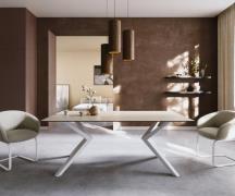 Esstisch Edge 200x100 Keramik Laminam® Travertino Bianco Creme-Weiß Ze...