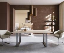 Esstisch Edge 200x100 Keramik Laminam® Travertino Bianco Creme-Weiß Ed...