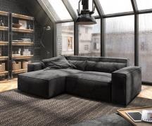 Ecksofa Sirpio 230x155 cm Mikrofaser Schwarz Recamiere variabel mit Ho...