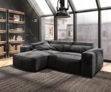 Ecksofa Sirpio 230x150 cm Mikrofaser Schwarz Recamiere variabel
