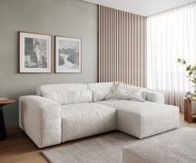 Ecksofa Sirpio 230x150 cm Bouclé Creme-Weiß Recamiere variabel mit Hoc...