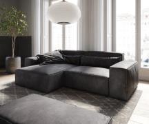 Ecksofa Sirpio 230x155 cm Lederimitat Vintage Anthrazit Recamiere vari...