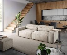 Big-Sofa Sirpio 230x90 cm Cord Beige mit Hocker