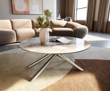 Couchtisch Edge Rund 90x90 cm Keramik Minas Melange Sarity Edelstahl g...