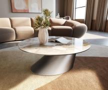 Couchtisch Edge Rund 90x90 cm Keramik Minas Melange Conis Edelstahl ge...