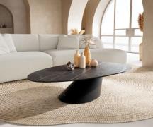Couchtisch Edge Oval 140x75 cm Keramik Laminam® Noir Desir Braun Conis...