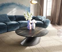 Couchtisch Edge Rund 90x90 cm Keramik Laminam® Noir Desir Braun Conis ...