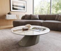 Couchtisch Edge Rund 100x100 cm Keramik Minas Melange Parabi Metall Ef...