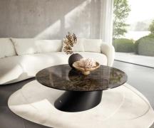 Couchtisch Edge Rund 100x100 cm Keramik Laminam® Emperador Extra Lucid...