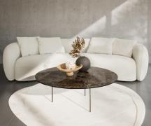 Couchtisch Edge Rund 100x100 cm Keramik Laminam® Emperador Extra Lucid...