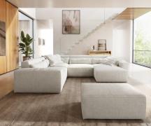 Wohnlandschaft Sirpio 300x210 cm Bouclé Creme-Weiß Recamiere variabel ...