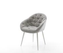 Esszimmerstuhl Gaio-Flex Strukturstoff Soft Grau 4-Fuß konisch Edelsta...