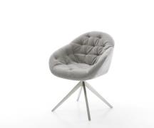 Drehstuhl Gaio-Flex Strukturstoff Soft Grau Kreuzgestell breit Edelsta...