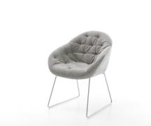 Esszimmerstuhl Gaio-Flex Strukturstoff Soft Grau Kufengestell Edelstah...