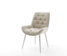 Esszimmerstuhl Taimi-Flex Webstoff Soft Beige 4-Fuß konisch Edelstahl
