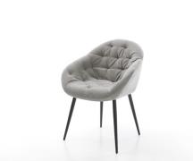 Esszimmerstuhl Gaio-Flex Strukturstoff Soft Grau 4-Fuß konisch Schwarz