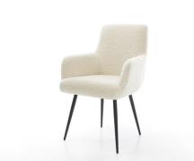 Esszimmerstuhl Heira-Flex mit Armlehnen Teddystoff Beige 4-Fuß konisch...