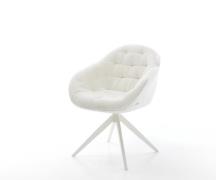 Drehstuhl Gaio-Flex Bouclé Soft Beige Kreuzgestell breit Weiß 360° dre...