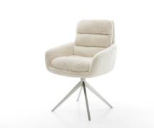 Drehstuhl Abelia-Flex mit Armlehnen Plüsch Creme-Weiß Kreuzgestell bre...