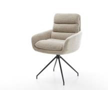Esszimmerstuhl Abelia-Flex mit Armlehnen Webstoff Soft Beige Kreuzgest...